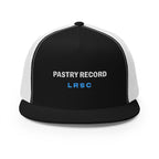Pastry Record Trucker Cap in Black/White, front view