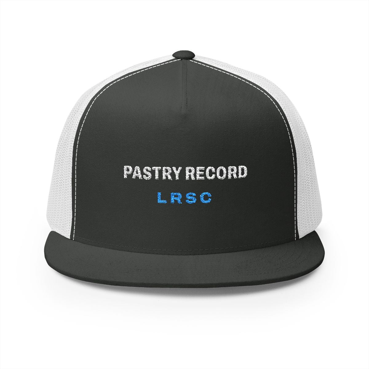 Pastry Record Trucker Cap in Charcoal/White, front view