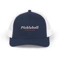 Pickleball Italic Trucker Hat in Navy / White, front view
