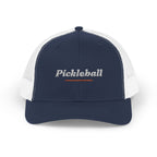Pickleball Italic Trucker Hat in Navy / White, front view