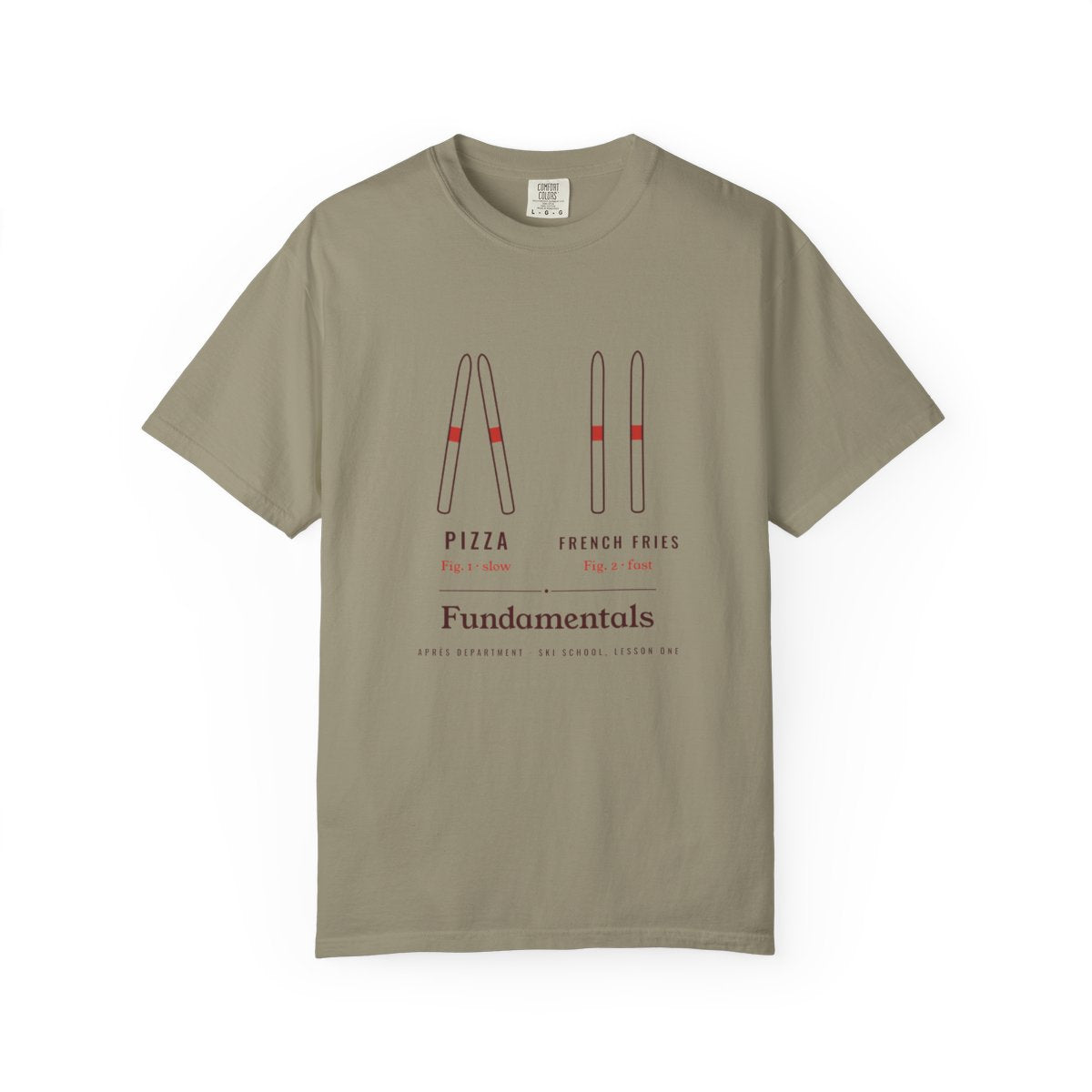 Pizza / French Fries Tee in Sandstone, front view
