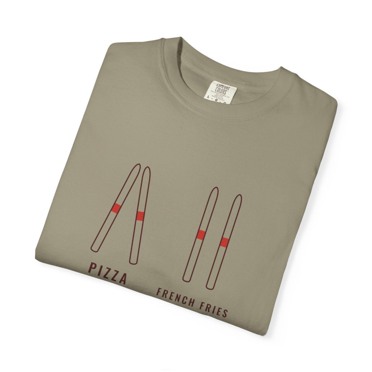 Pizza / French Fries Tee in Sandstone, folded