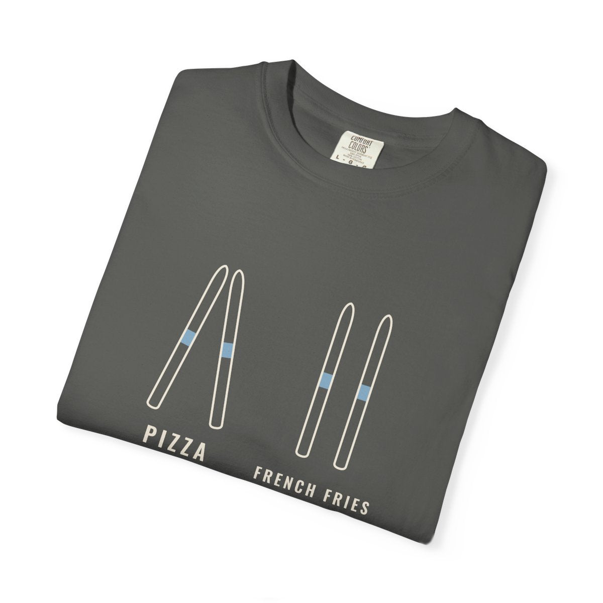 Pizza / French Fries Tee in Pepper, folded