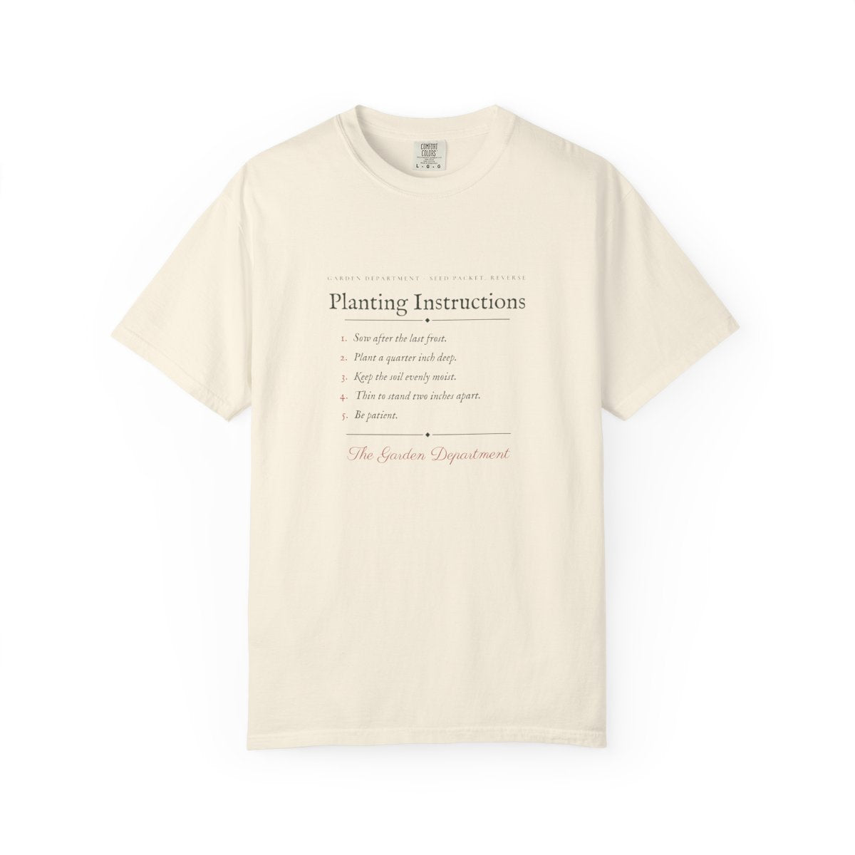 Planting Instructions Tee in Ivory, front view