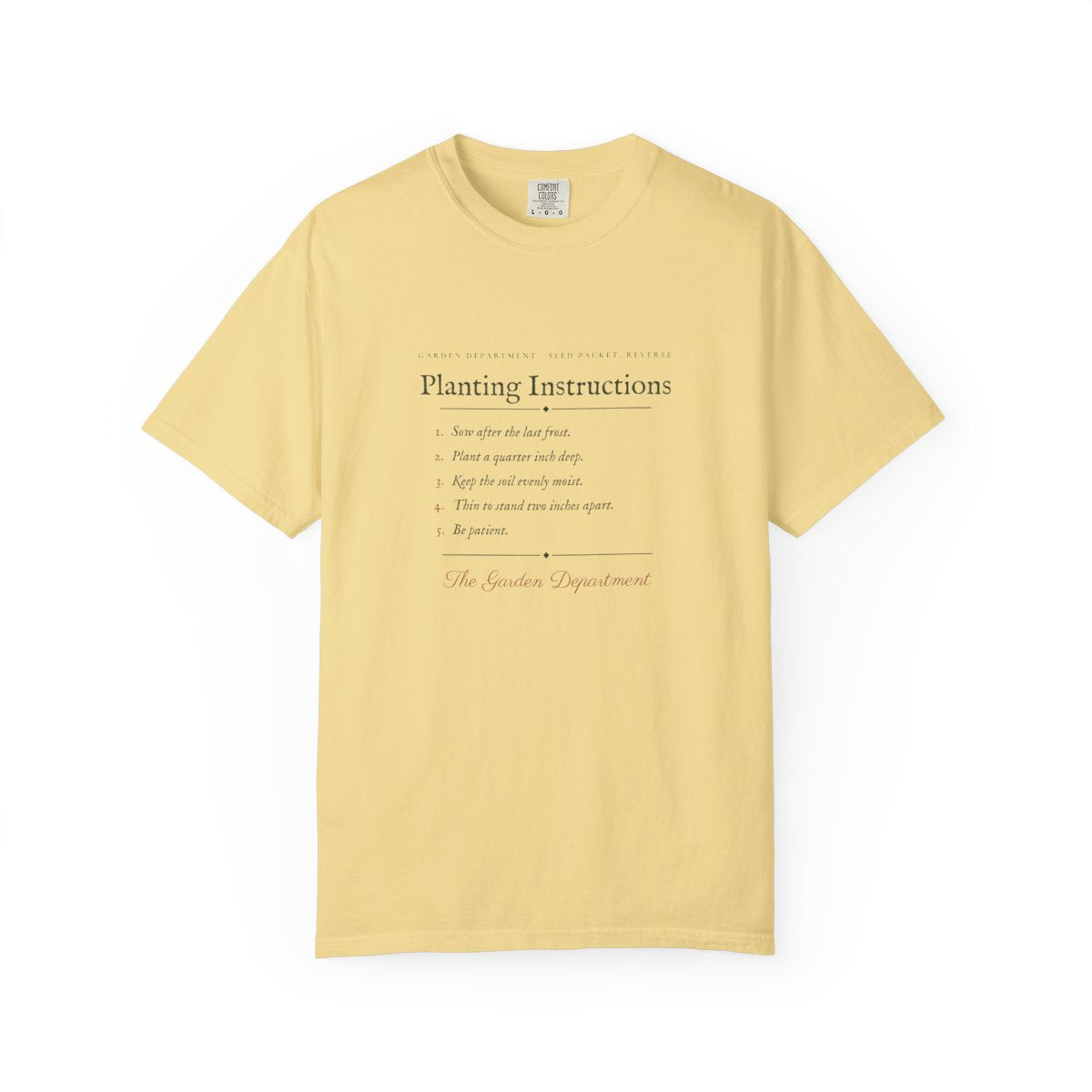 Planting Instructions Tee in Butter, front view