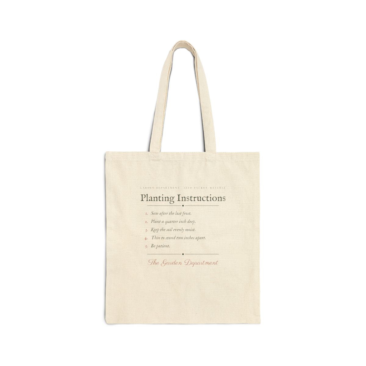 Planting Instructions Tote in Natural, front view