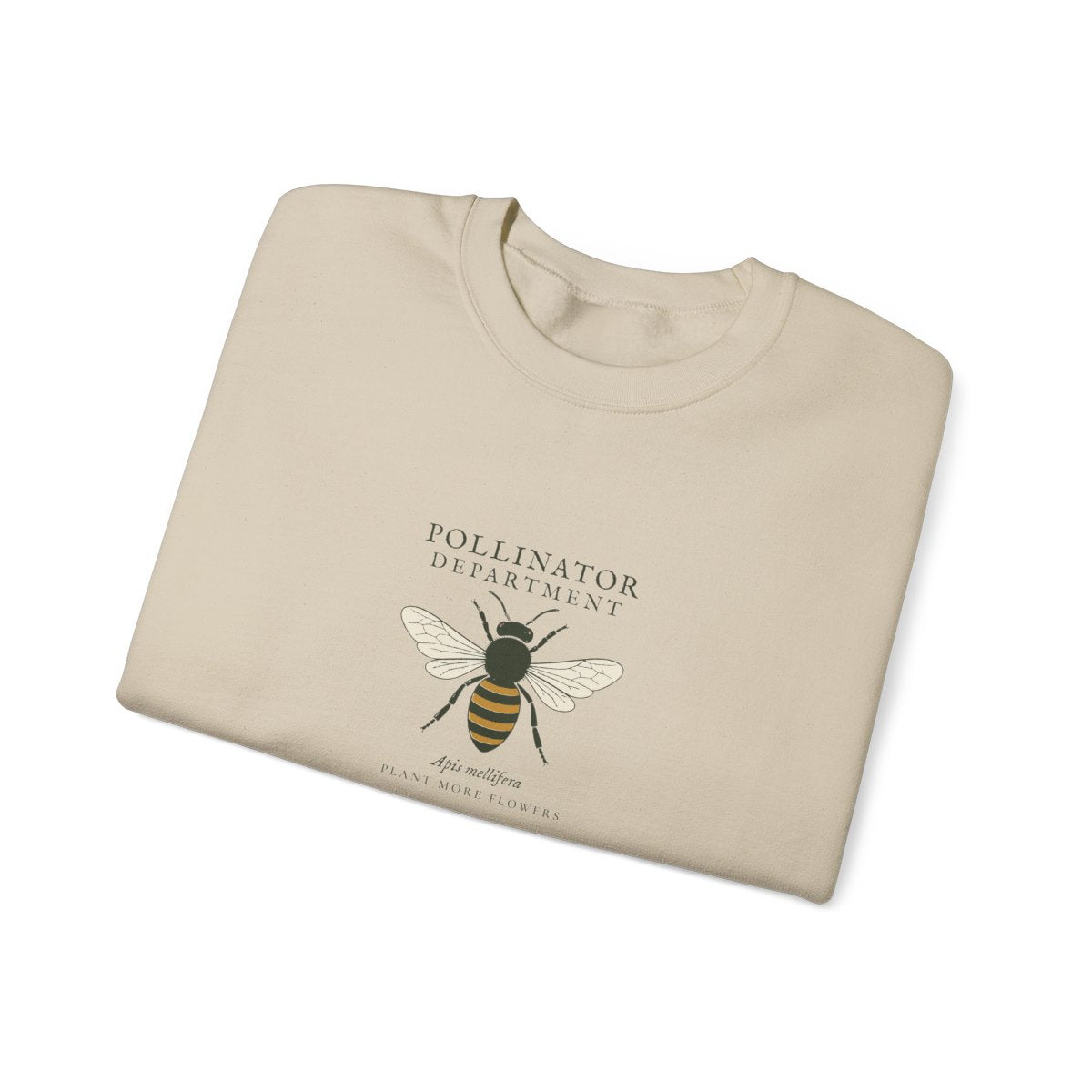 Pollinator Department Crewneck in Sand, folded