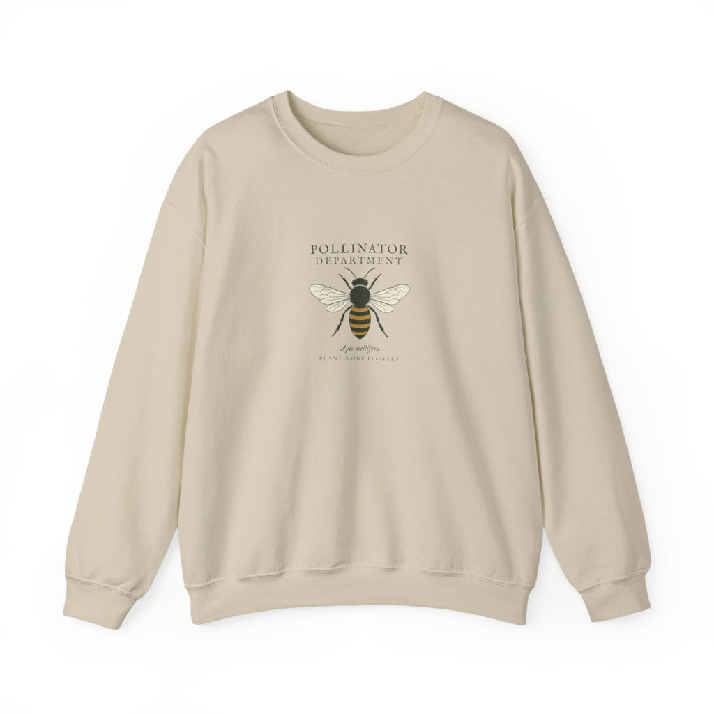 Pollinator Department Crewneck in Sand, front view