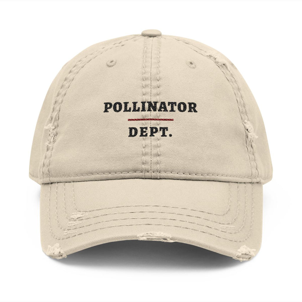 Pollinator Department Dad Hat in Khaki, front view