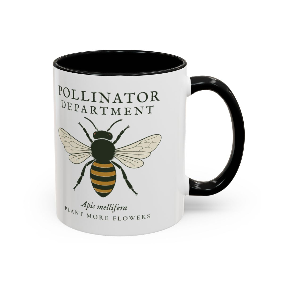 Pollinator Department Mug in Black, right side