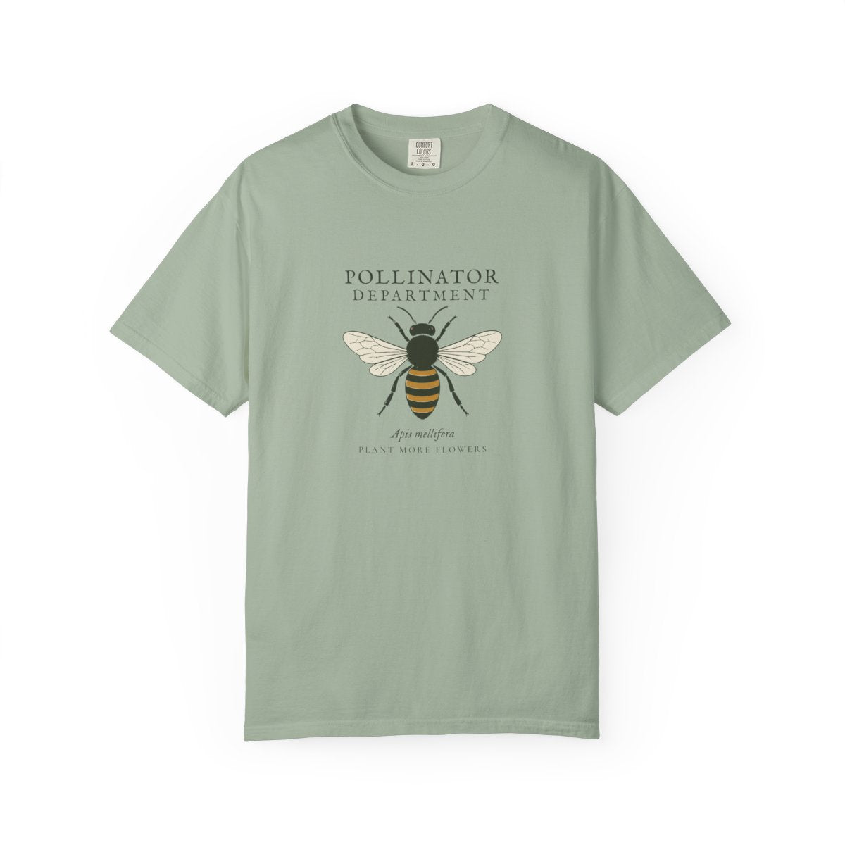 Pollinator Department Tee in Bay, front view