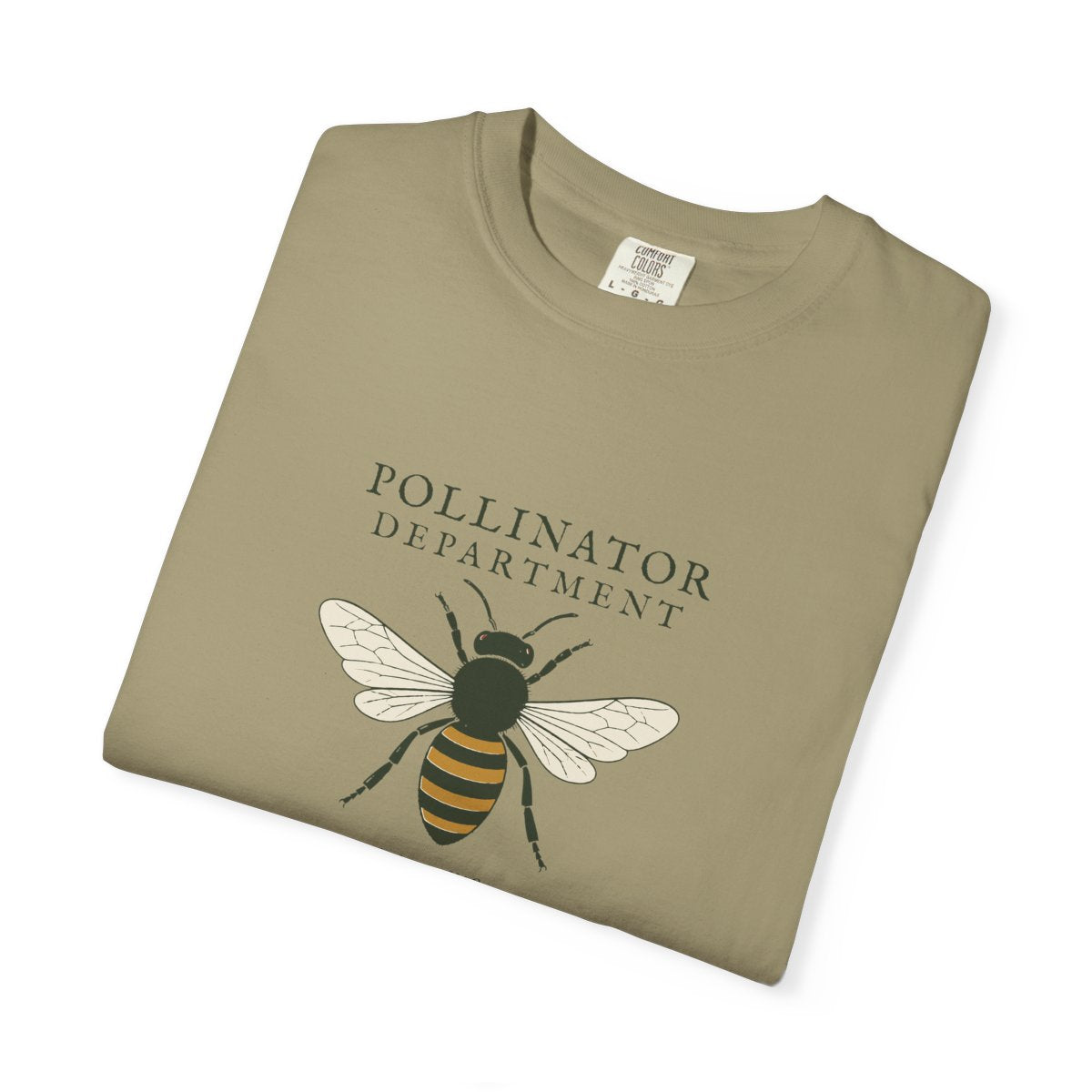 Pollinator Department Tee in Khaki, folded