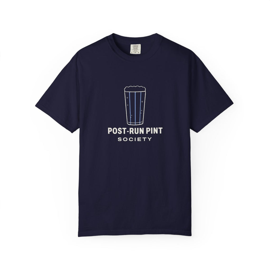 Post-Run Pint Society Tee in True Navy, front view