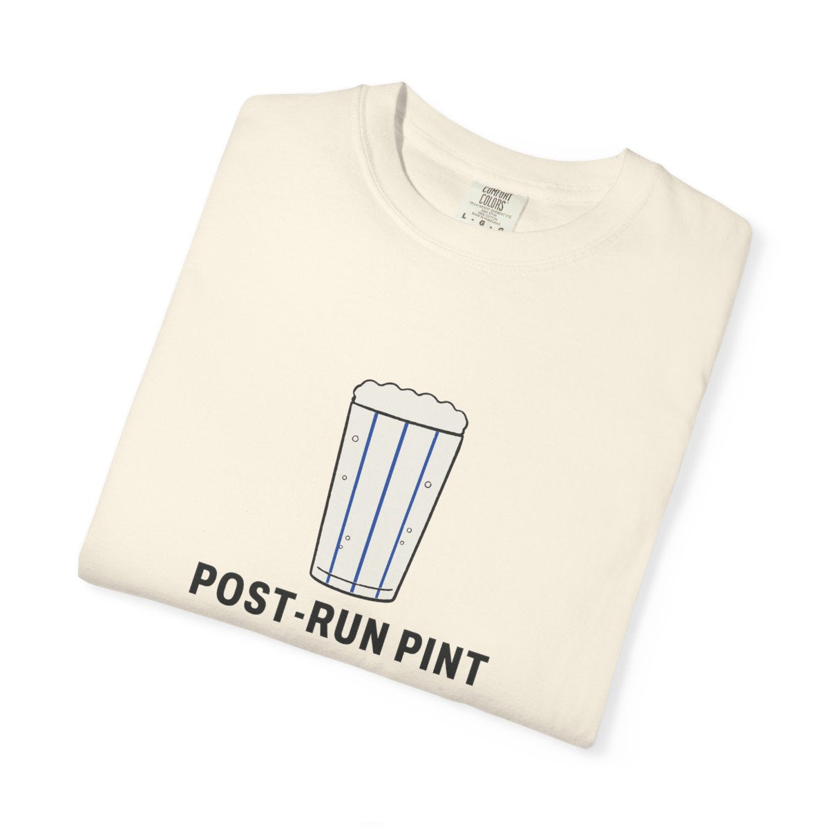 Post-Run Pint Society Tee in Ivory, folded