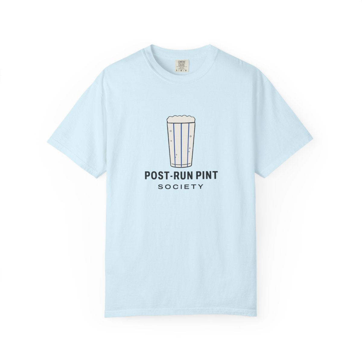 Post-Run Pint Society Tee in Chambray, front view