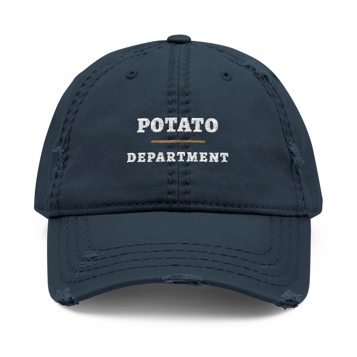 Potato Department Dad Hat in Dark Navy, front view