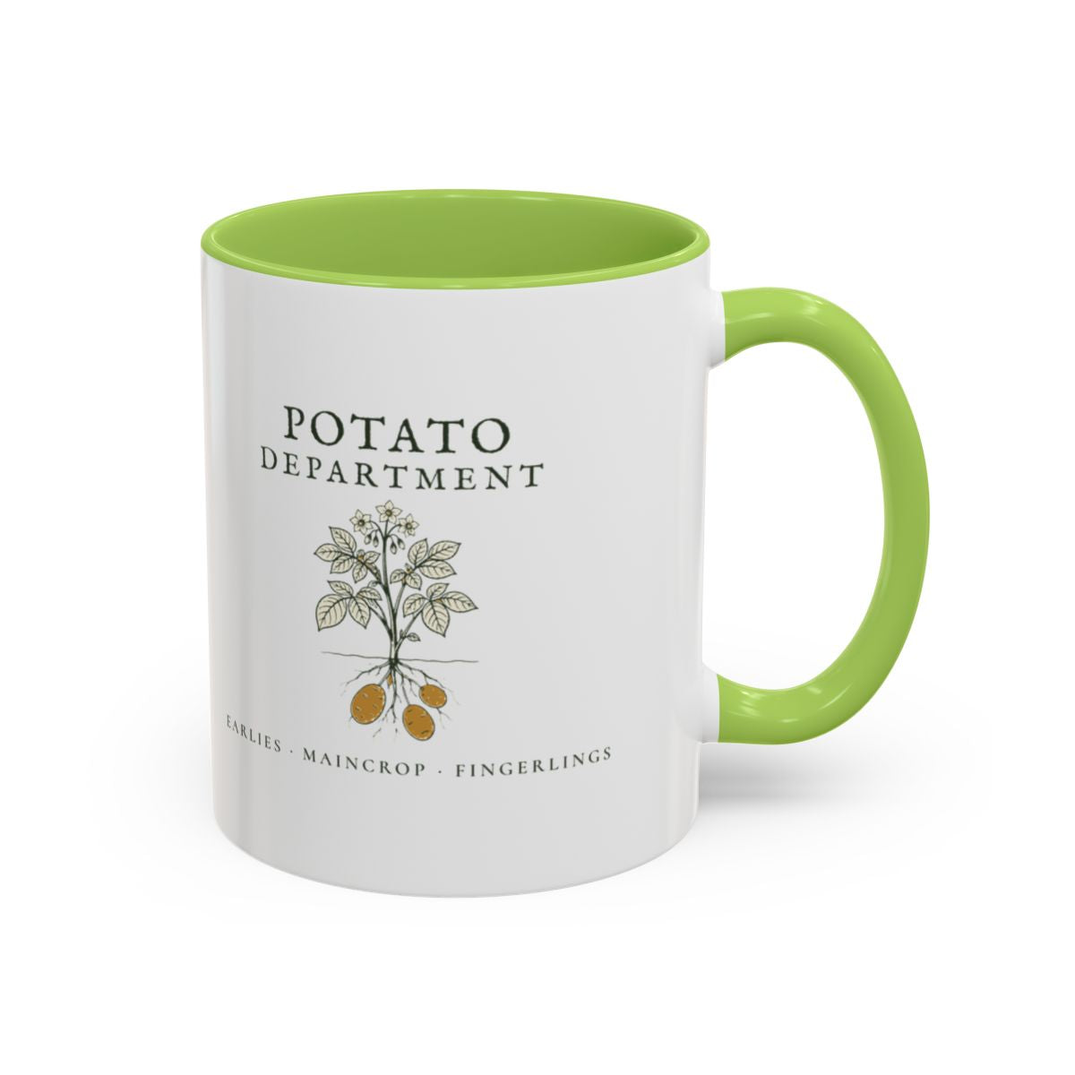 Potato Department Mug in Light Green, right side