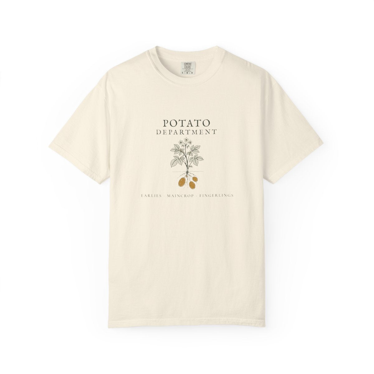 Potato Department Tee in Ivory, front view