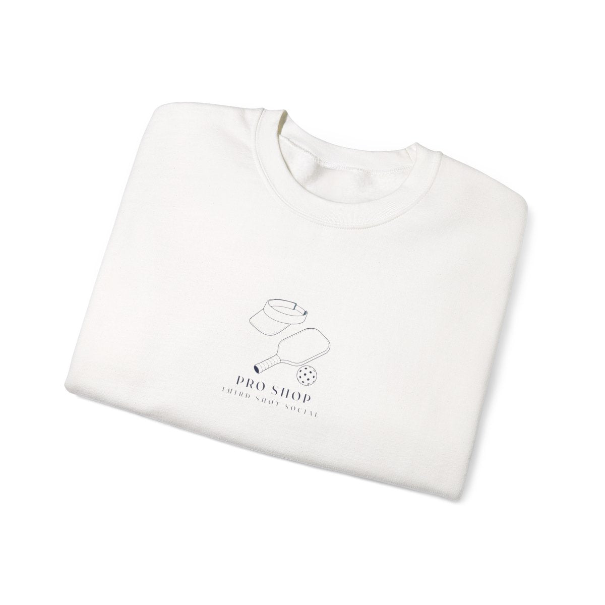 Pro Shop Still Life Crewneck in White, folded