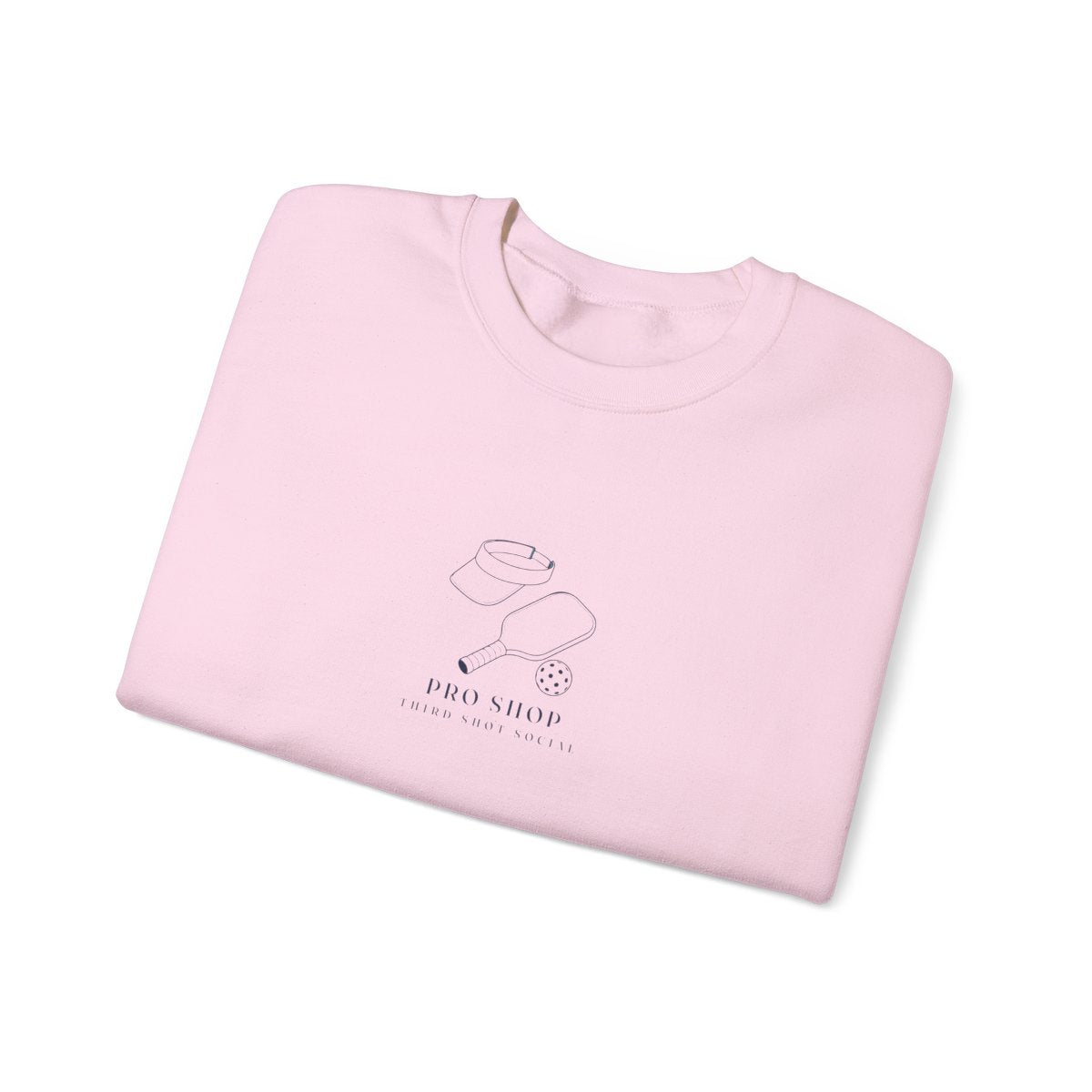Pro Shop Still Life Crewneck in Light Pink, folded