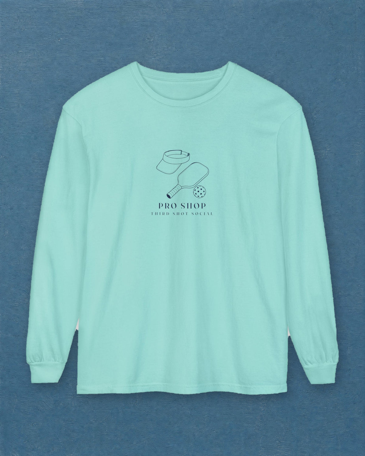 Pro Shop Still Life Long Sleeve Tee in Chalky Mint, styled