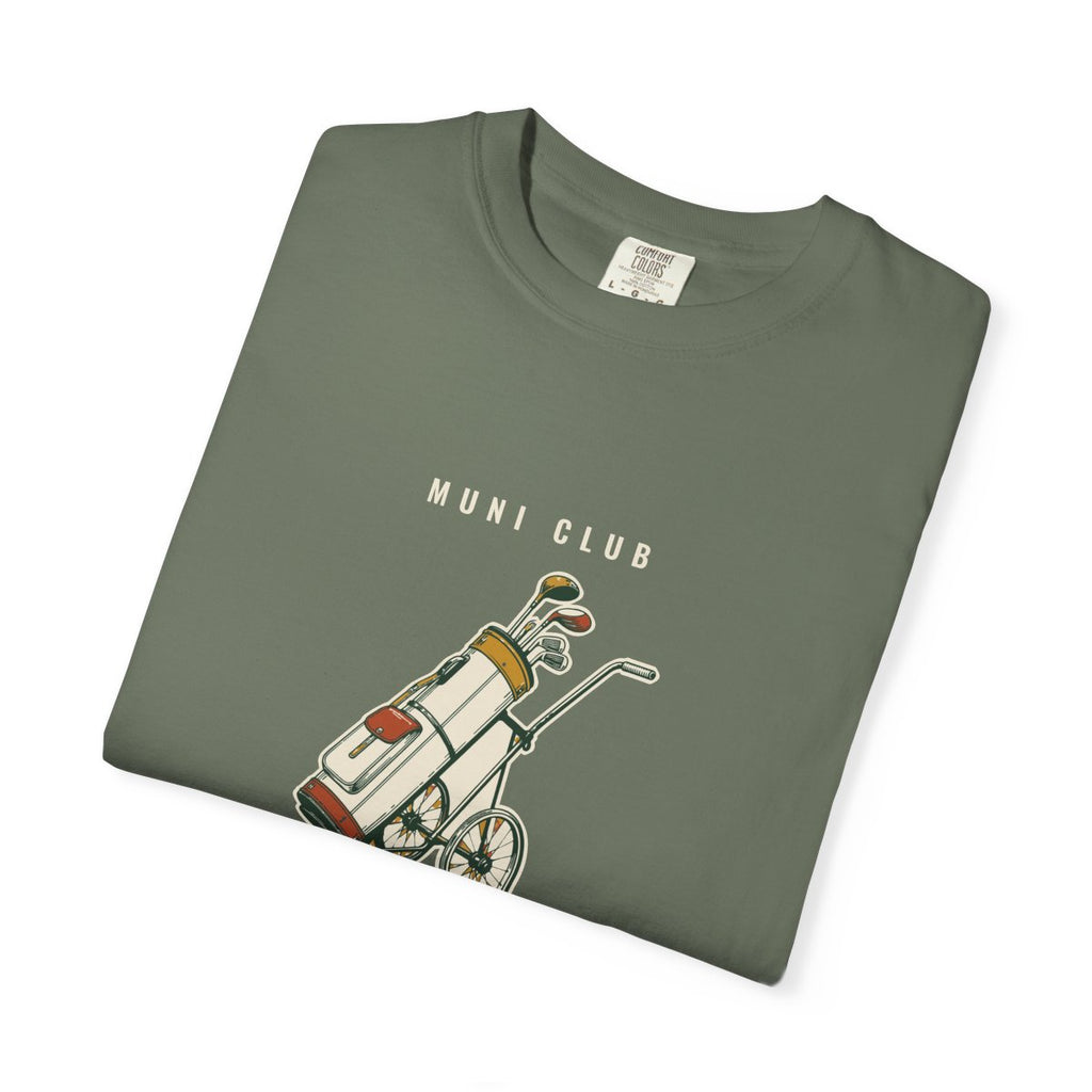Pull Cart Society Tee in Moss, folded