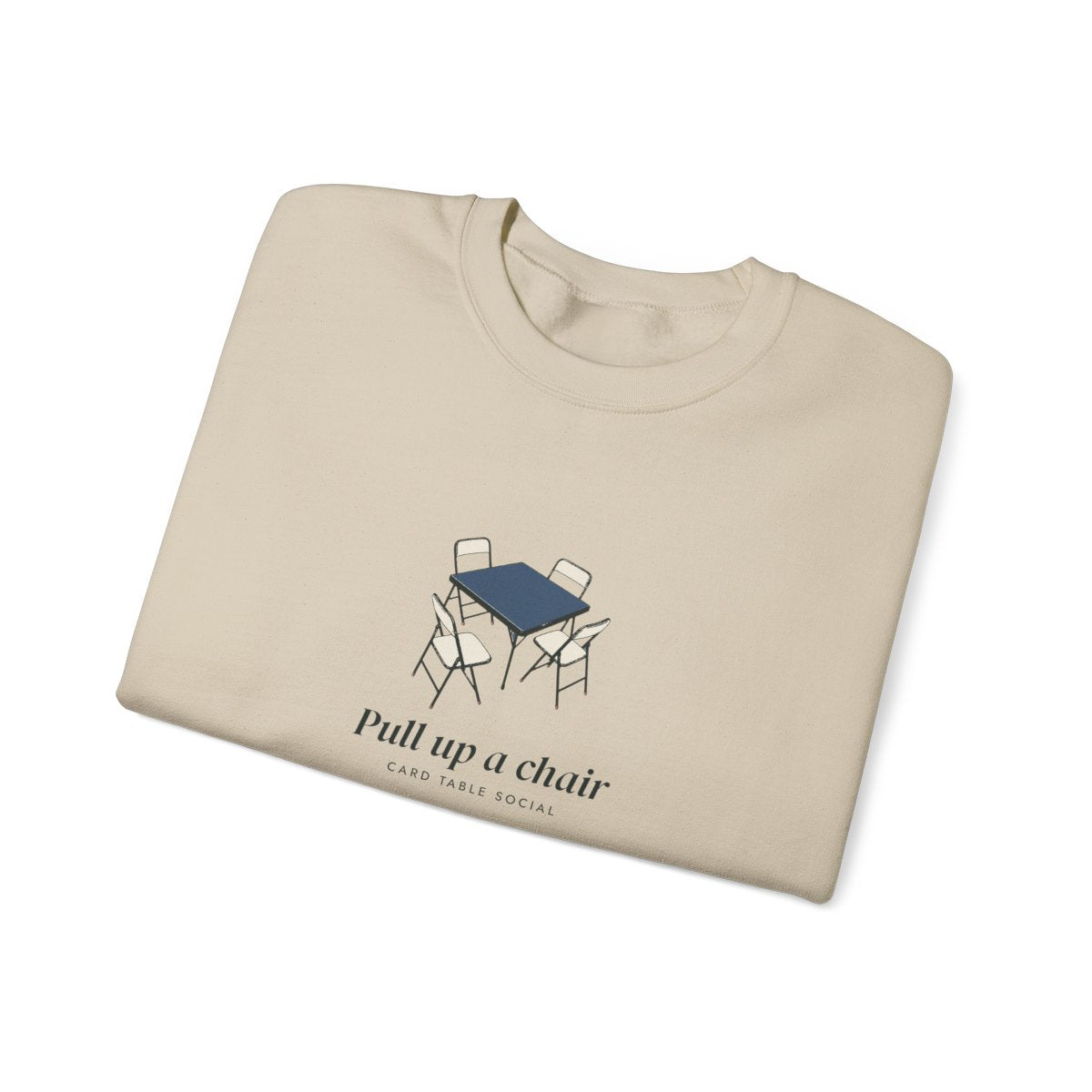 Pull Up a Chair Crewneck in Sand, folded