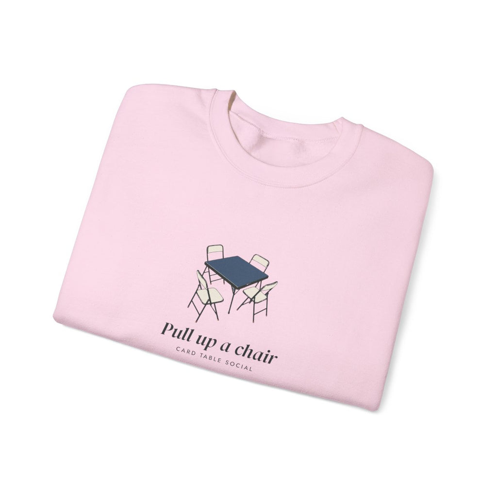 Pull Up a Chair Crewneck in Light Pink, folded