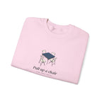 Pull Up a Chair Crewneck in Light Pink, folded