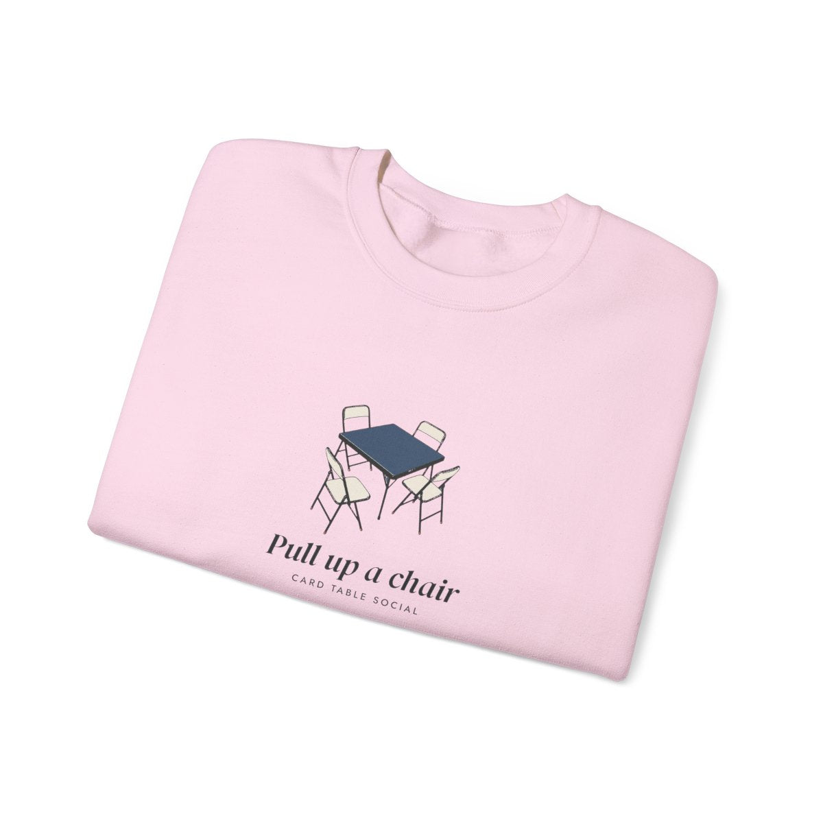 Pull Up a Chair Crewneck in Light Pink, folded