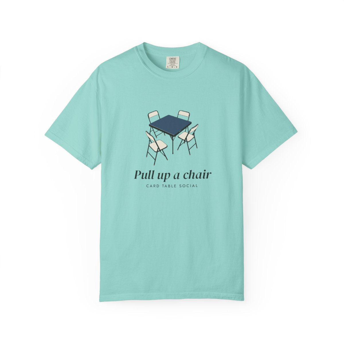 Pull Up a Chair Tee in Chalky Mint, front view