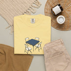 Pull Up a Chair Tee in Butter, fabric and print detail