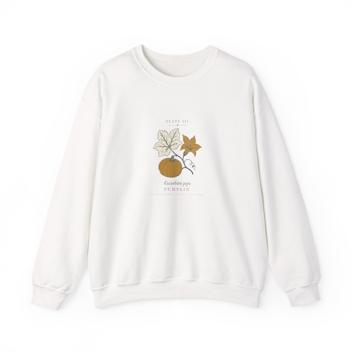 Pumpkin Plate Crewneck in White, front view