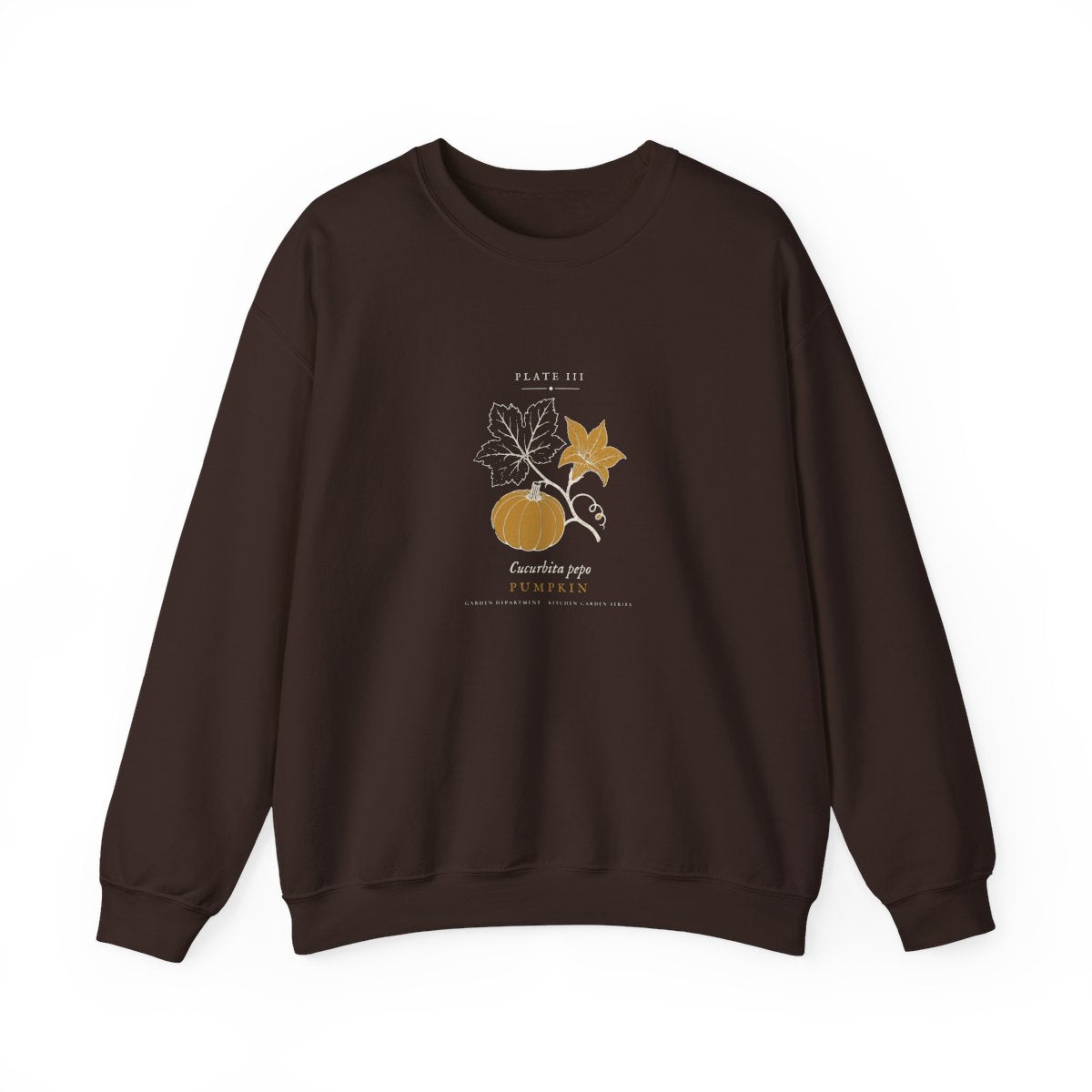 Pumpkin Plate Crewneck in Dark Chocolate, front view