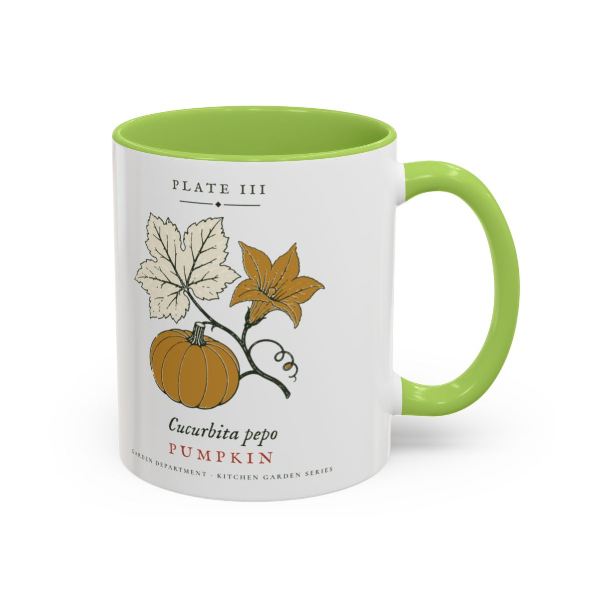 Pumpkin Plate Mug in Light Green, right side
