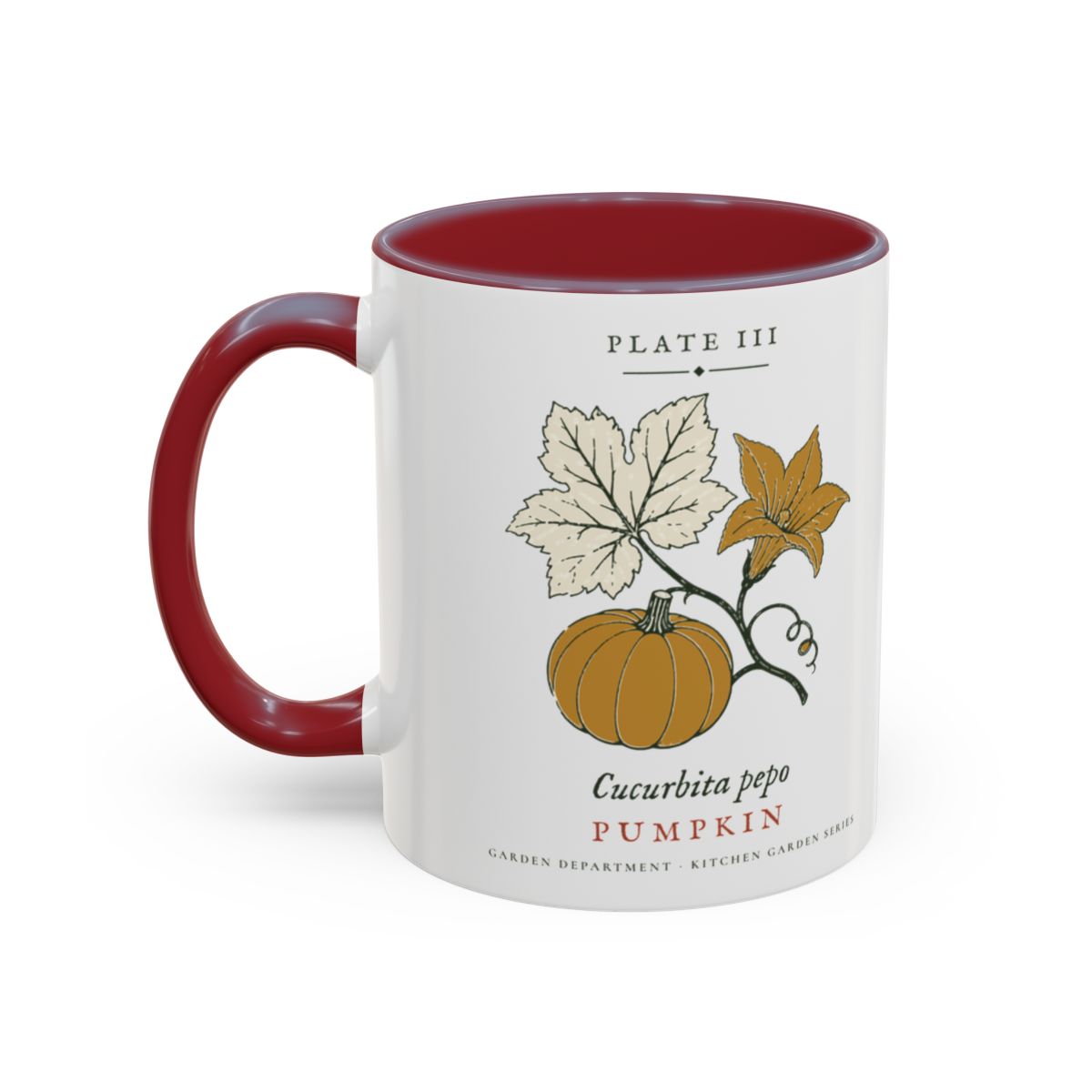 Pumpkin Plate Mug in Maroon, left side