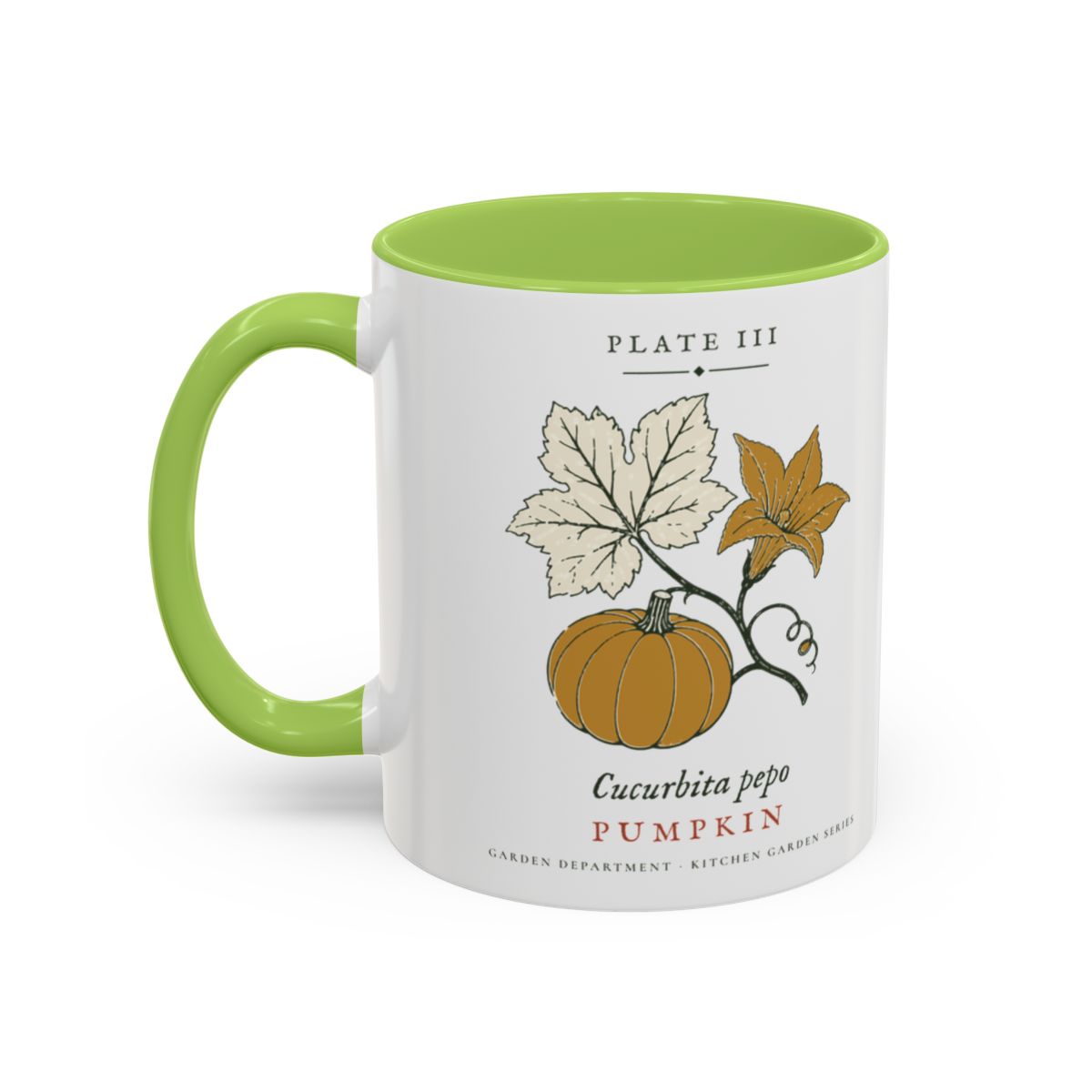 Pumpkin Plate Mug in Light Green, left side