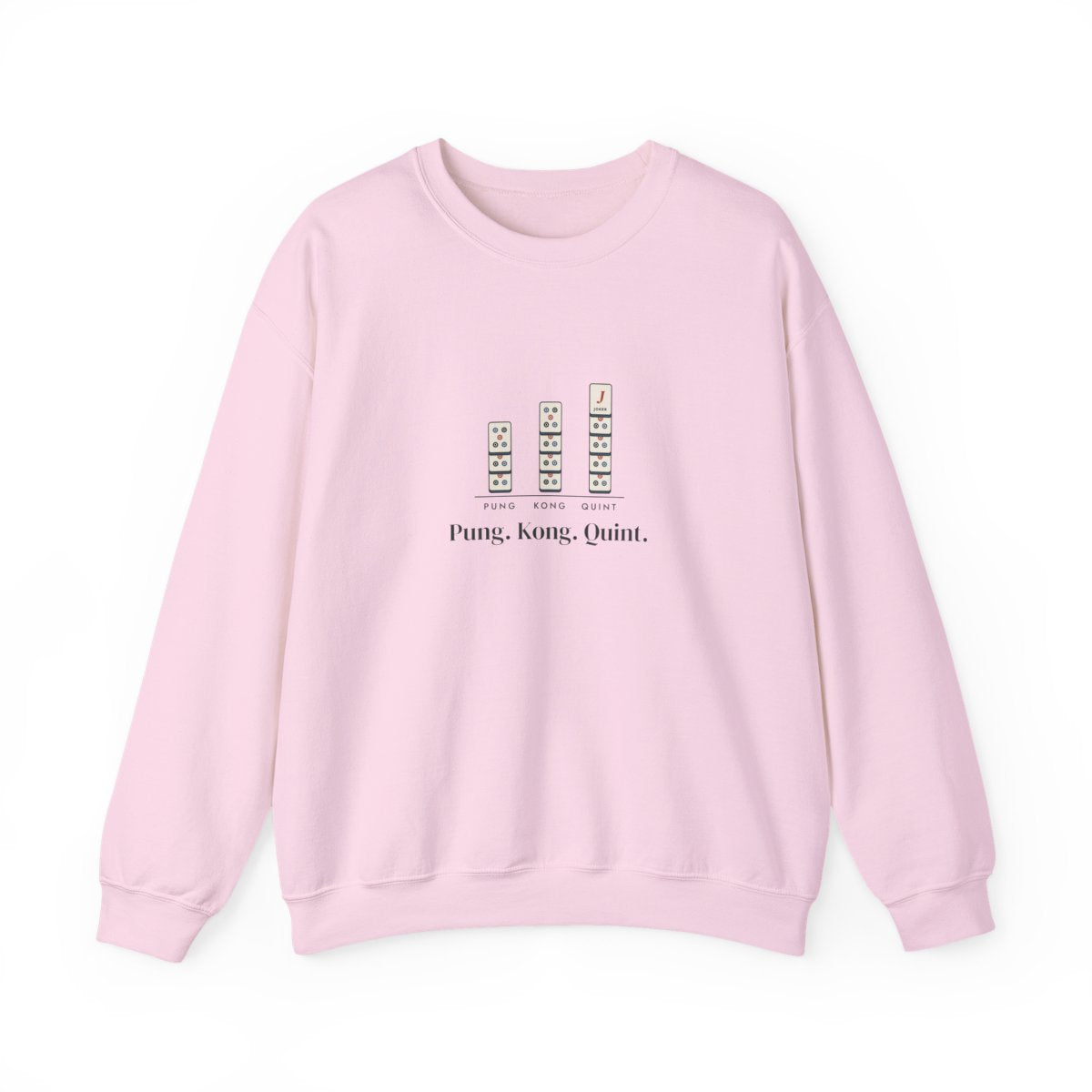 Pung. Kong. Quint. Crewneck in Light Pink, front view