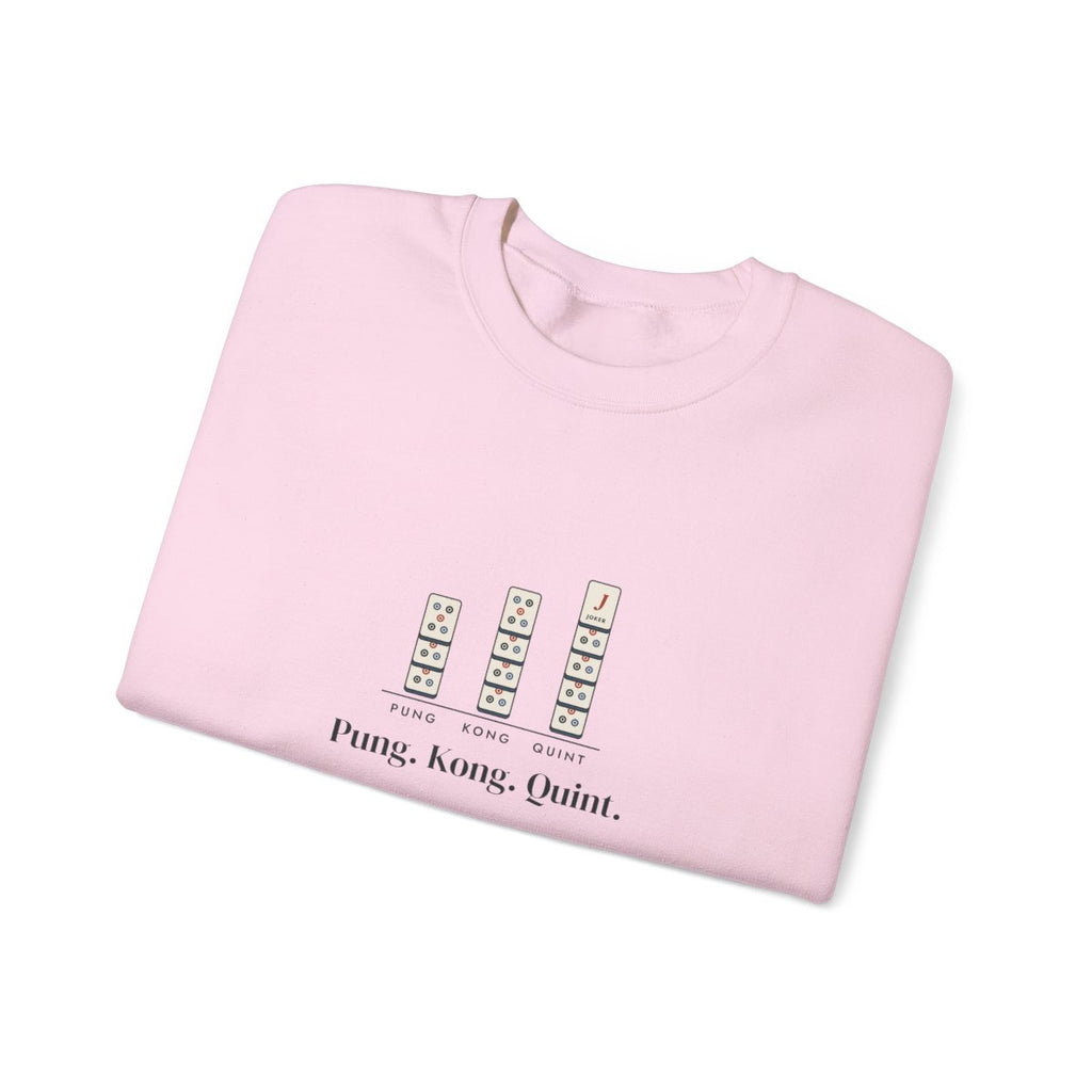 Pung. Kong. Quint. Crewneck in Light Pink, folded