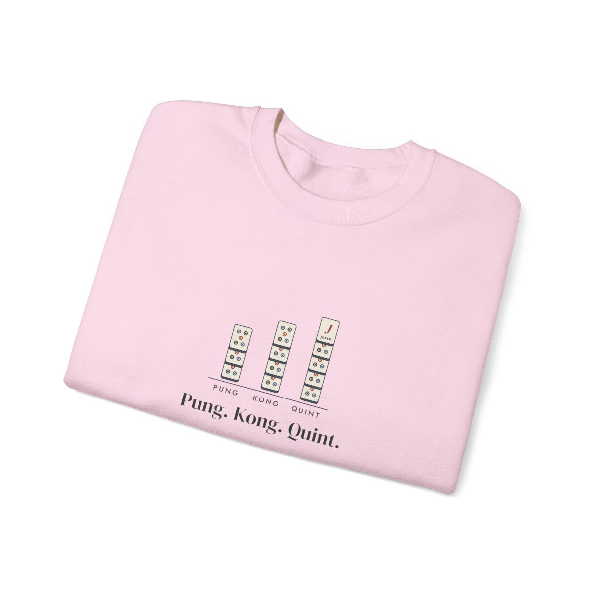 Pung. Kong. Quint. Crewneck in Light Pink, folded