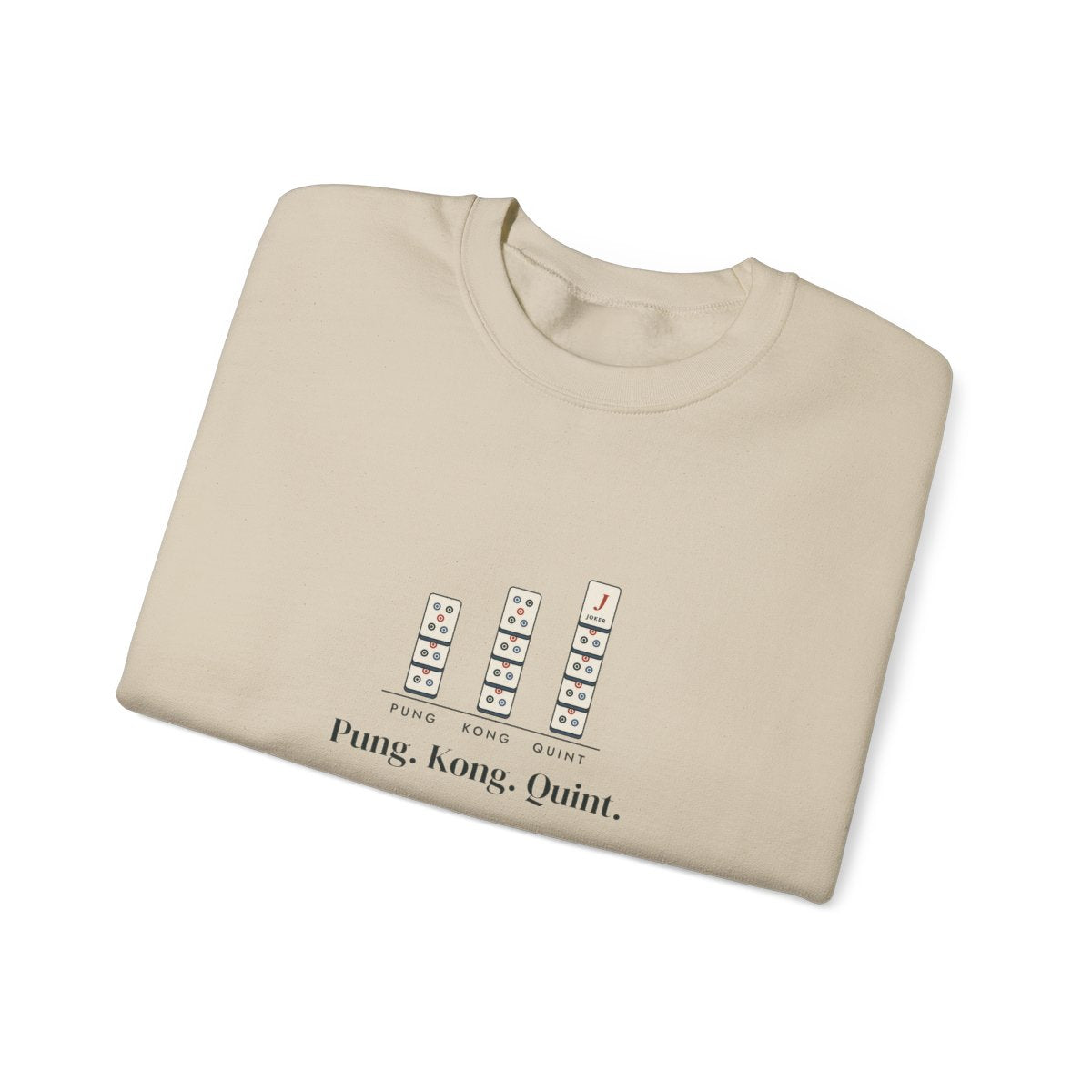 Pung. Kong. Quint. Crewneck in Sand, folded