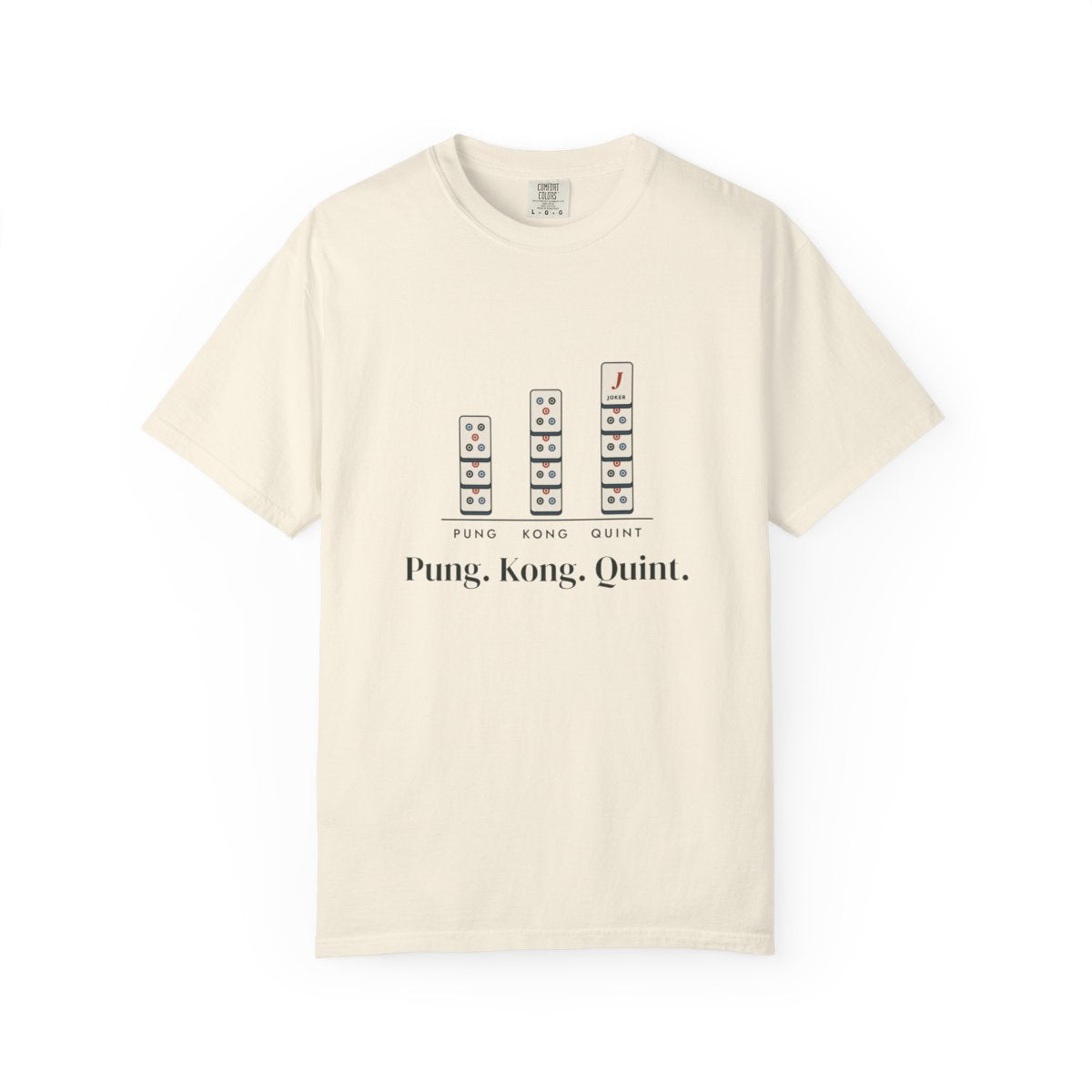 Pung. Kong. Quint. Tee in Ivory, front view