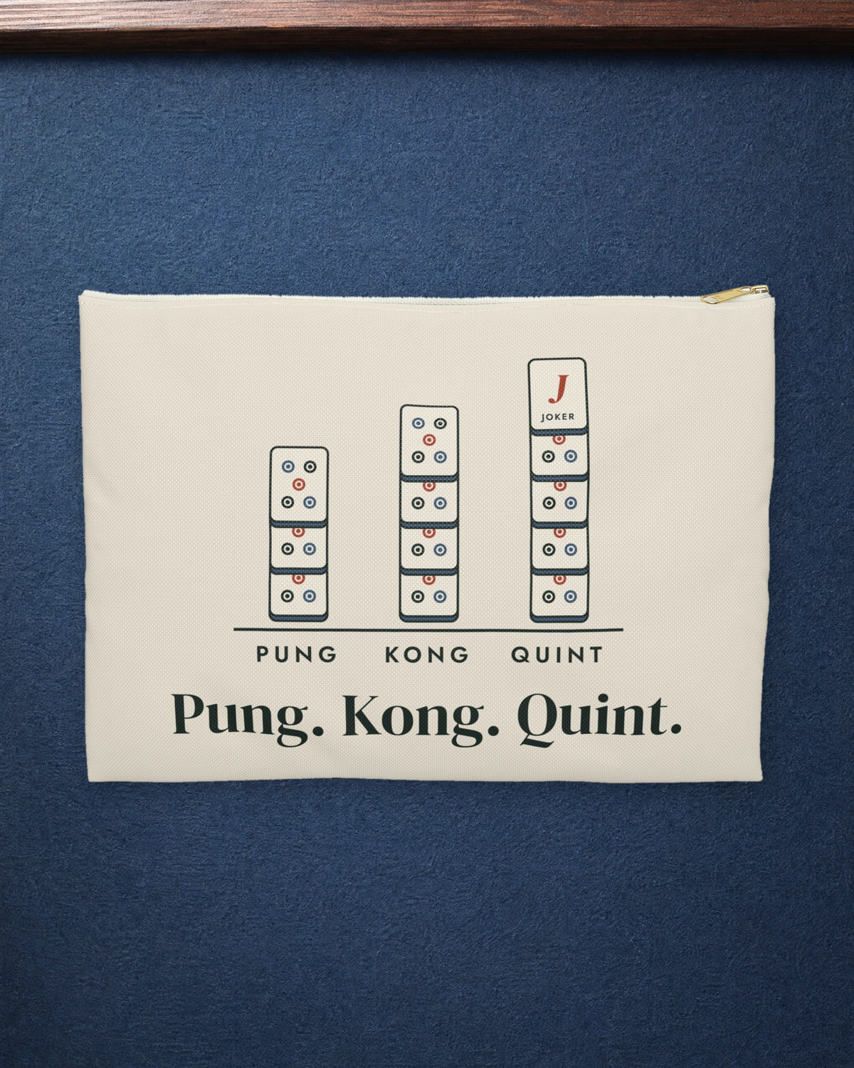 Pung. Kong. Quint. Zip Pouch in White zipper, styled