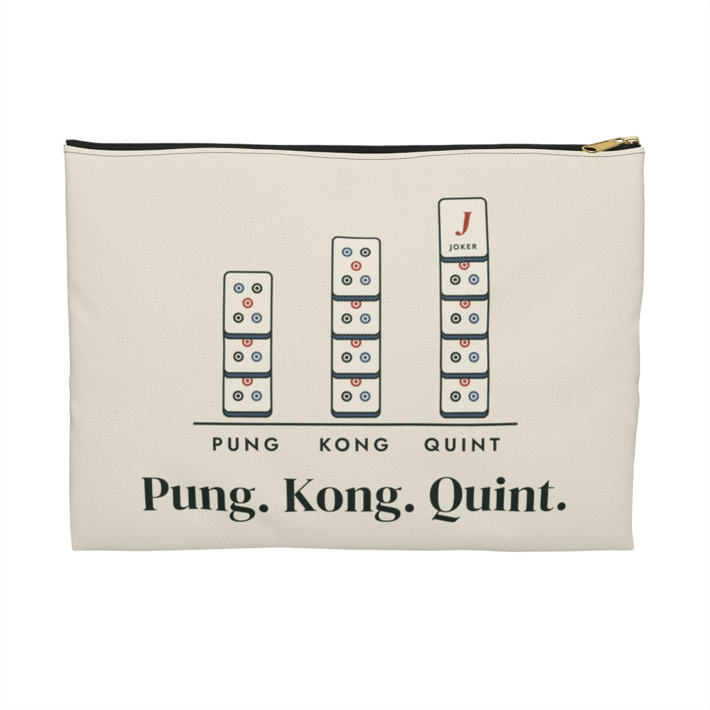 Pung. Kong. Quint. Zip Pouch in Black zipper, front view