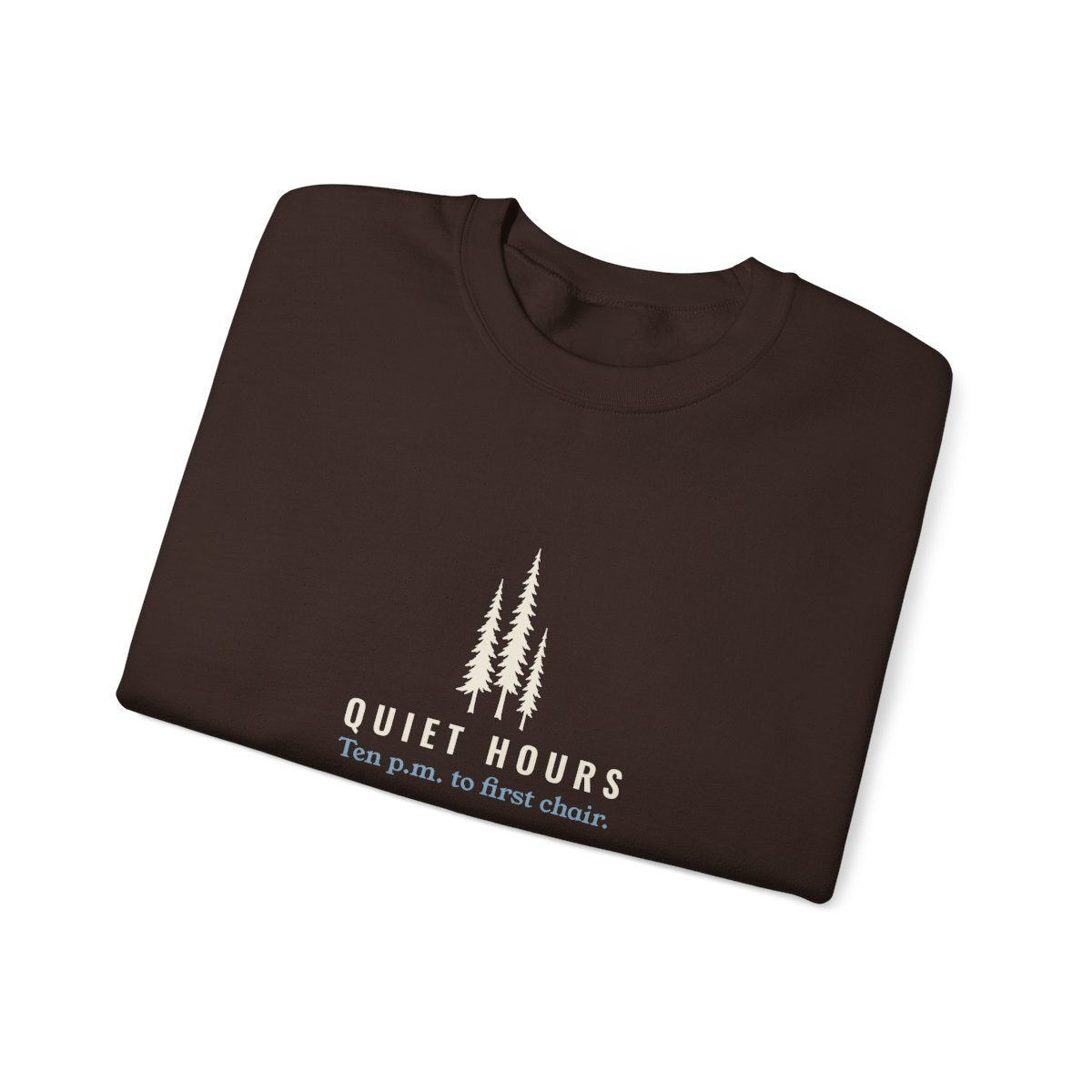 Quiet Hours Crewneck in Dark Chocolate, folded