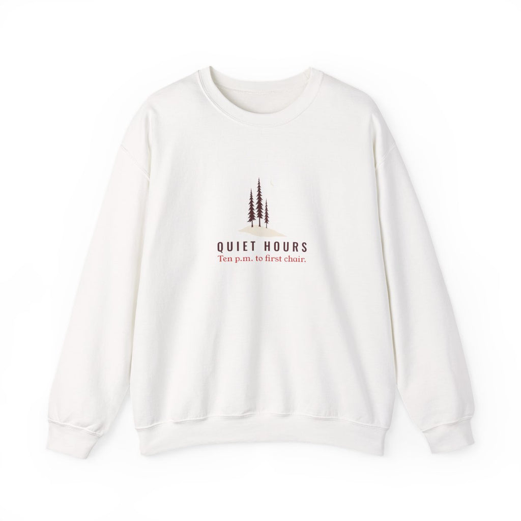 Quiet Hours Crewneck in White, front view