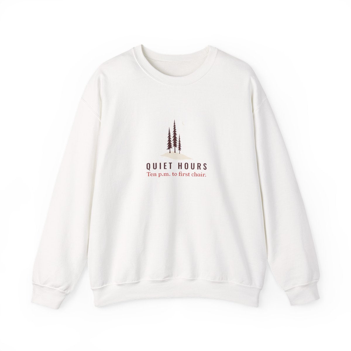 Quiet Hours Crewneck in White, front view