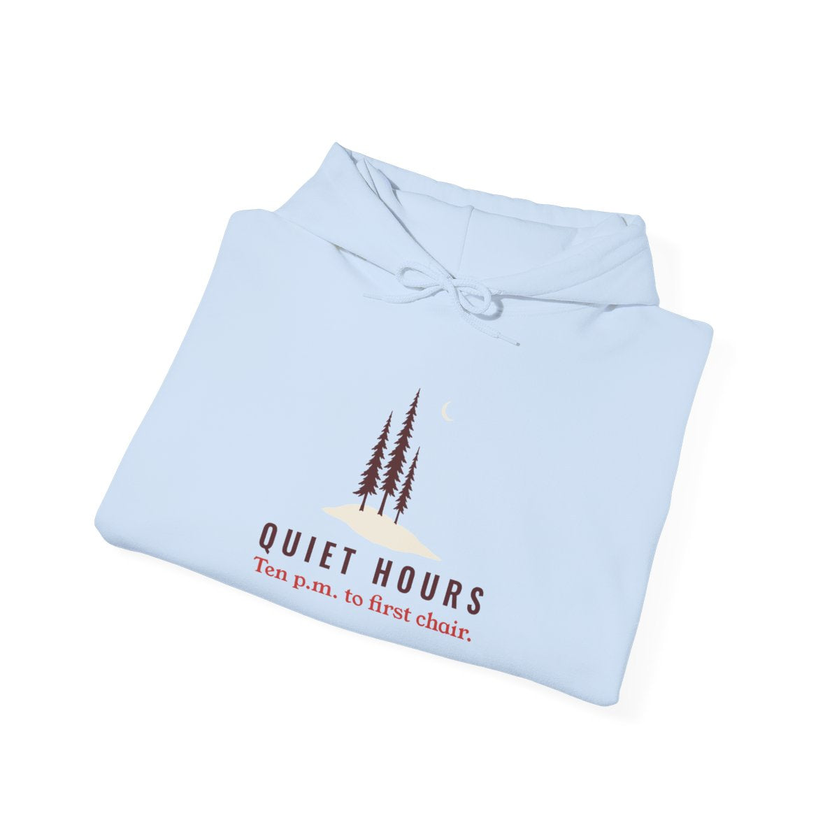 Quiet Hours Hoodie in Light Blue, folded