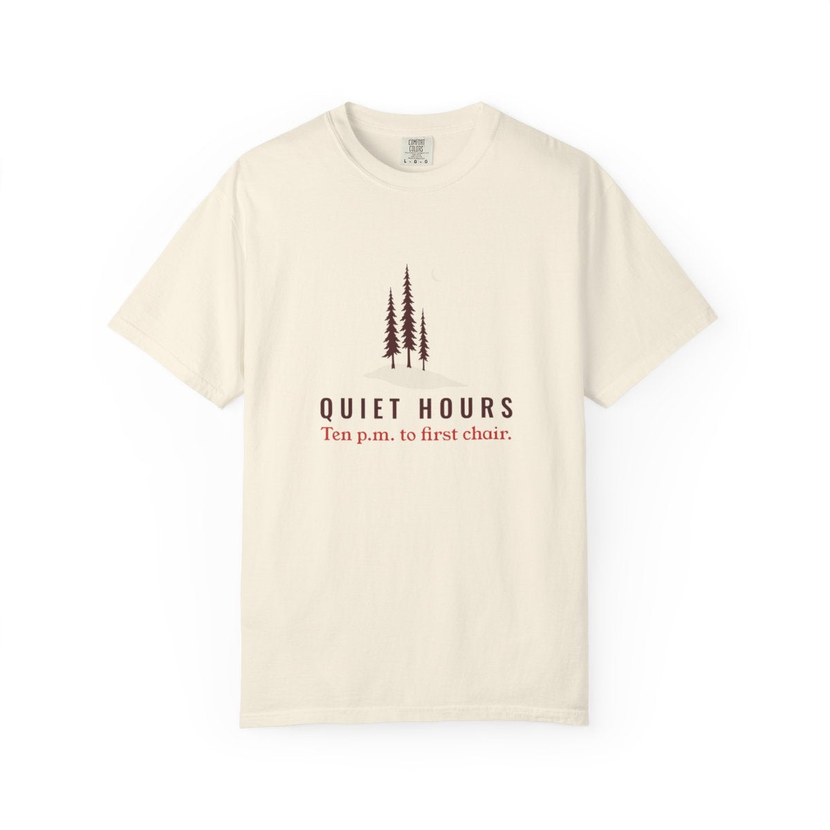 Quiet Hours Tee in Ivory, front view