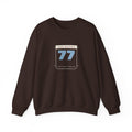 Racing Bib 77 Crewneck in Dark Chocolate, front view